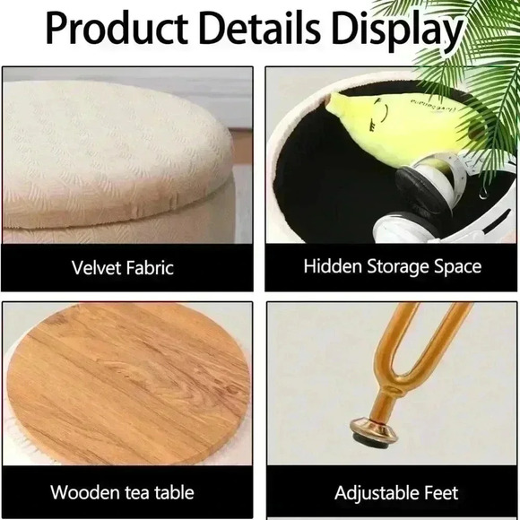 NWT⭐️Storage Ottoman with Adjustable Legs - Picture 5 of 6